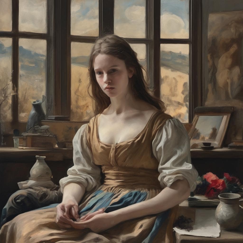 Σύγχρονη γυναίκα σε καμβά, ζωγραφική με παραδοσιακή και ρεαλιστική τέχνη, έργα σύγχρονων καλλιτεχνών.