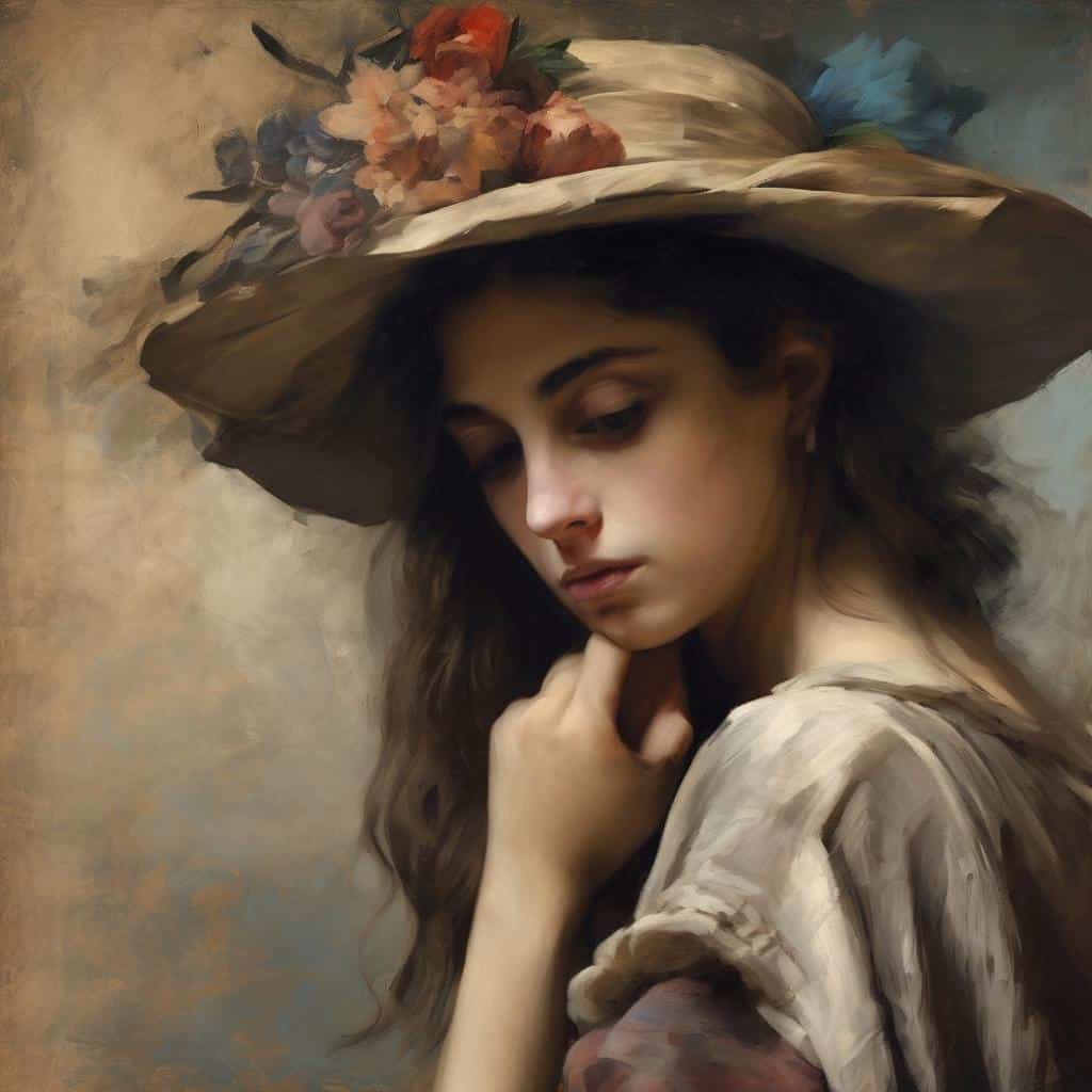 Λευκή καπέλα με λουλούδια και γυναικεία πορτρέτα, σύγχρονοι καλλιτέχνες και έργα τέχνης.